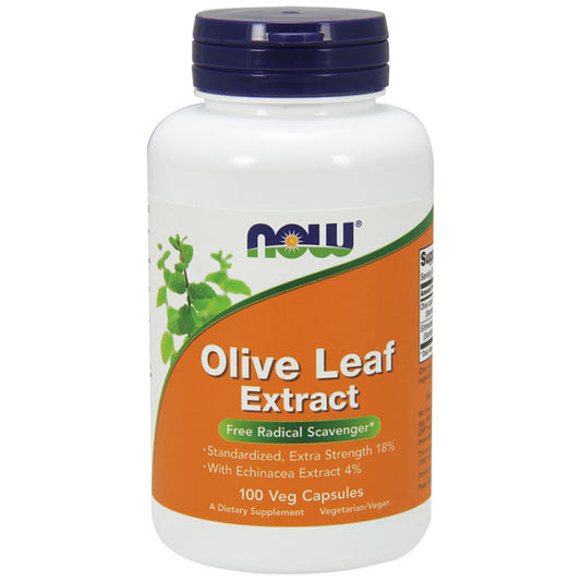 Olive Leaf Extract, Standardized 18% Oleuropein, 100 Vegetarian Capsules, NOW Foods