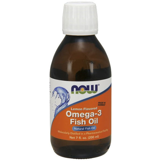 Omega -3 Fish Oil Liquid Lemon Flavored, 7 oz, NOW Foods