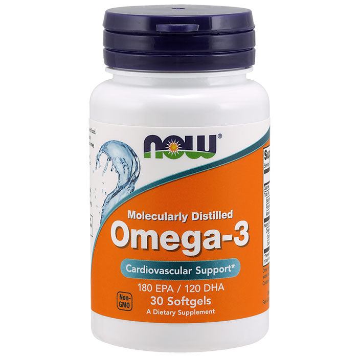 Omega-3 Fish Oil Molecularly Distilled, 30 Softgels, NOW Foods