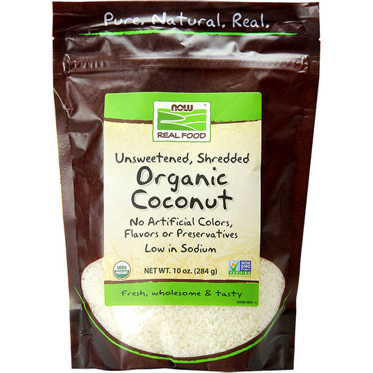 Organic Coconut Shredded, Unsweetened, 10 oz, NOW Foods