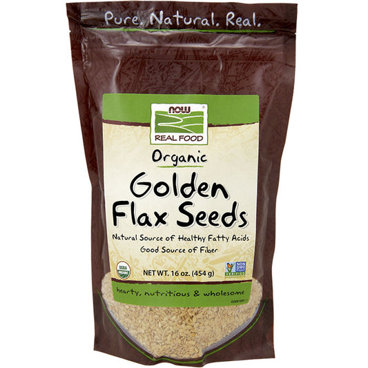 Organic Golden Flax Seeds, Ideal for Baking, 1 lb, NOW Foods