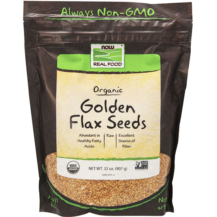 Organic Golden Flax Seeds, Value Size, 2 lb, NOW Foods