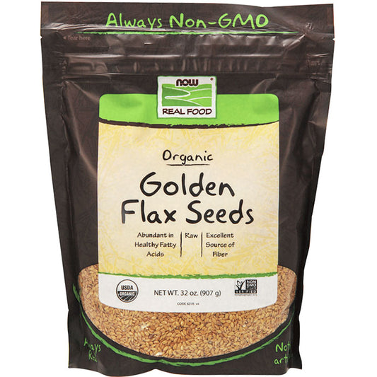 Organic Golden Flax Seeds, Value Size, 2 lb, NOW Foods