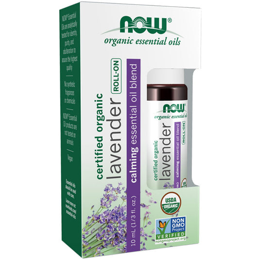 Organic Lavender Essential Oil Blend Roll-On, 10 ml, NOW Foods