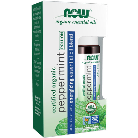 Organic Peppermint Essential Oil Blend Roll-On, 10 ml, NOW Foods