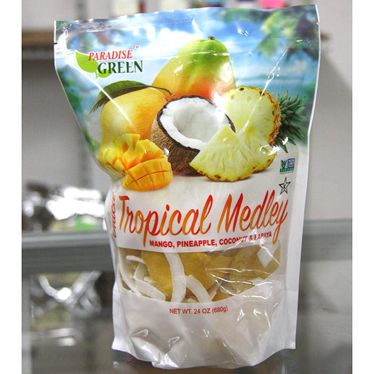 Paradise Green Dried Tropical Medley (Mango, Pineapple, Coconut & Papaya), 24 oz (680 g)