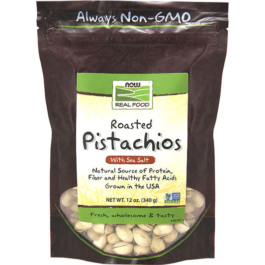 Pistachios Roasted & Salted with Sea Salt, 12 oz, NOW Foods