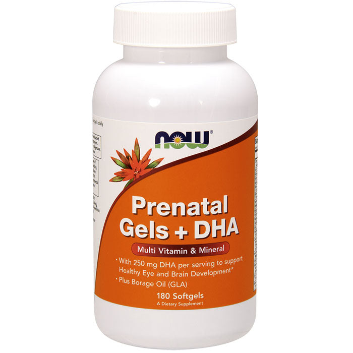 Prenatal Gels + DHA, Multiple Vitamins, 180 Softgels, NOW Foods