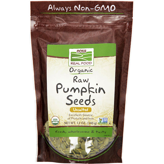 Organic Pumpkin Seeds, Raw & Unsalted, 12 oz, NOW Foods