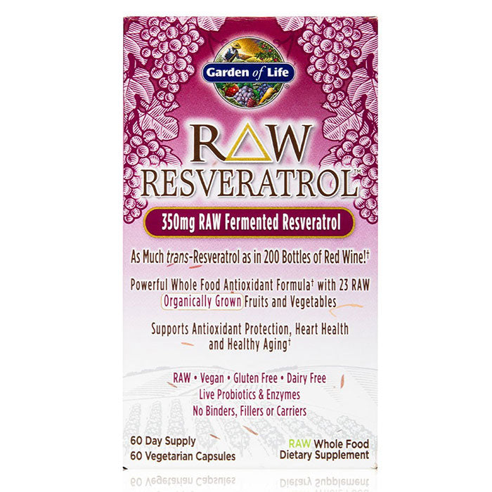 RAW Resveratrol 350 mg, 60 Vegetarian Capsules, Garden of Life ...