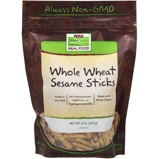 Whole Wheat Sesame Sticks, Natural Snack, 9 oz, NOW Foods
