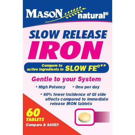 Slow Release Iron, 60 Tablets, Mason Natural | Vitaspringsunday.com ...