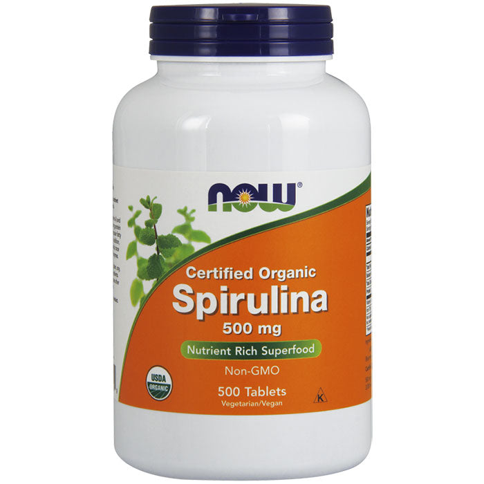 Organic Spirulina 500 mg Tabs, Value Size , 500 Tablets, NOW Foods