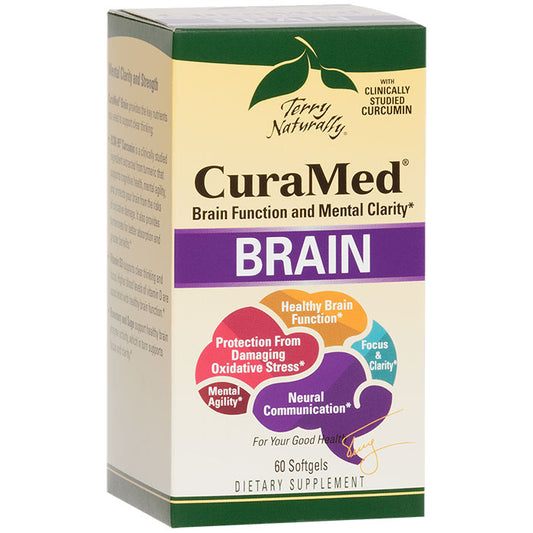 Terry Naturally CuraMed Brain, Brain Function & Mental Clarity, 60 Softgels, EuroPharma
