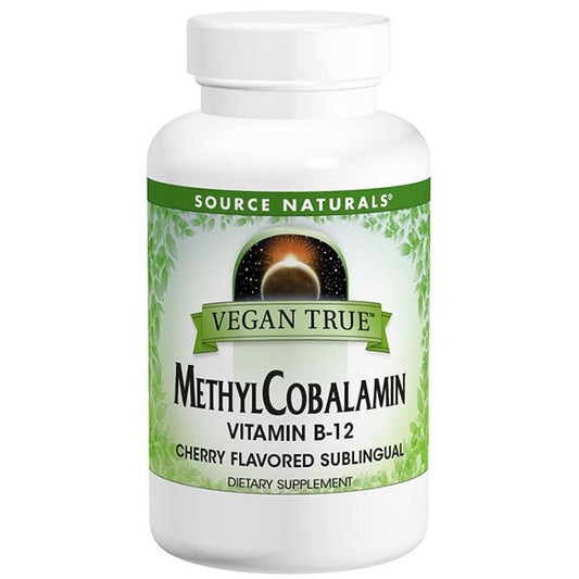 Vegan True Methylcobalamin Vitamin B-12 Sublingual Cherry, 60 Tablets, Source Naturals