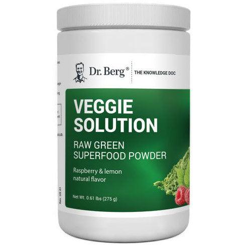 Veggie Solution Raw Green Superfood Powder, Raspberry & Lemon Natural Flavor, 0.61 lb (275 g), Dr. Berg Nutritionals
