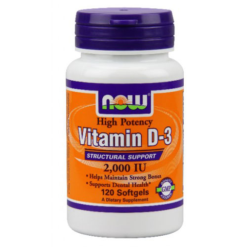 Vitamin D-3 2000 IU, 120 Softgels, NOW Foods