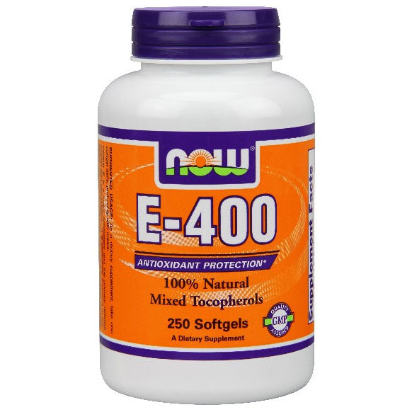 Vitamin E 400 IU, Mixed Tochopherols/Unesterified, 250 Softgels, NOW Foods