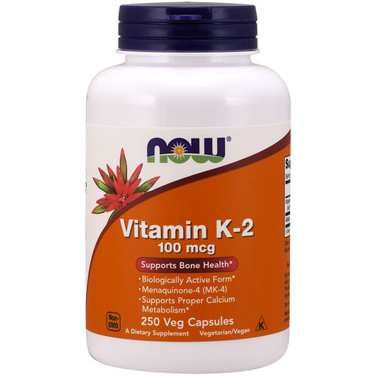 Vitamin K-2 100 mcg, 250 Veg Capsules, NOW Foods