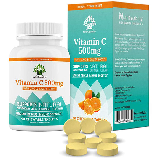 Vitamin C 500 mg, 90 Chewable Tablets, NutriCelebrity