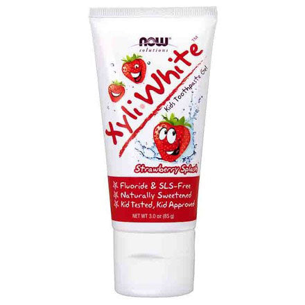 XyliWhite Kids Toothpaste Gel, Fluoride-Free, Strawberry, Travel Size, 3 oz, NOW Foods