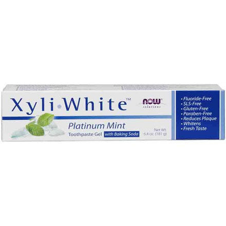XyliWhite Platinum Mint Toothpaste Gel with Baking Soda, Fluoride-Free, 6.4 oz, NOW Foods